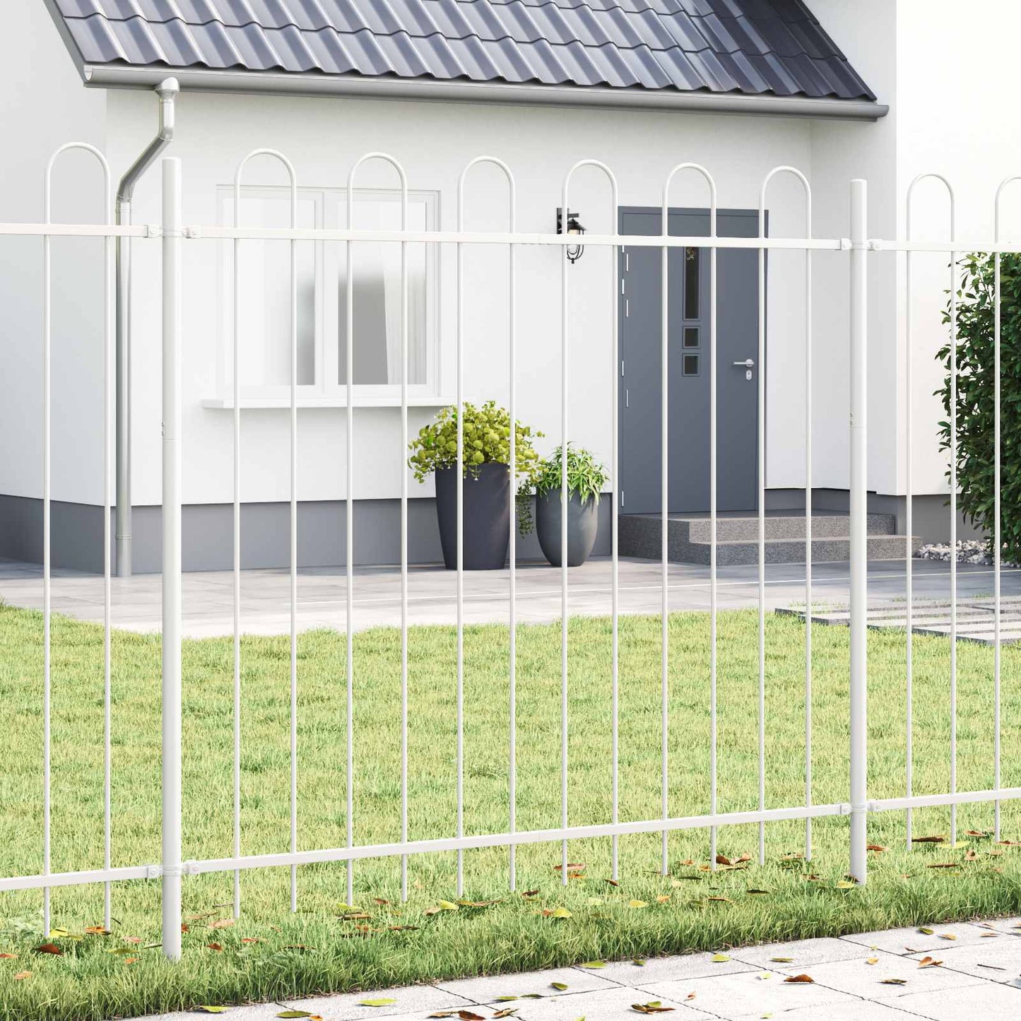 Gartenzaun Grau 6.8 x 0.6 m Pulverbeschichteter Stahl