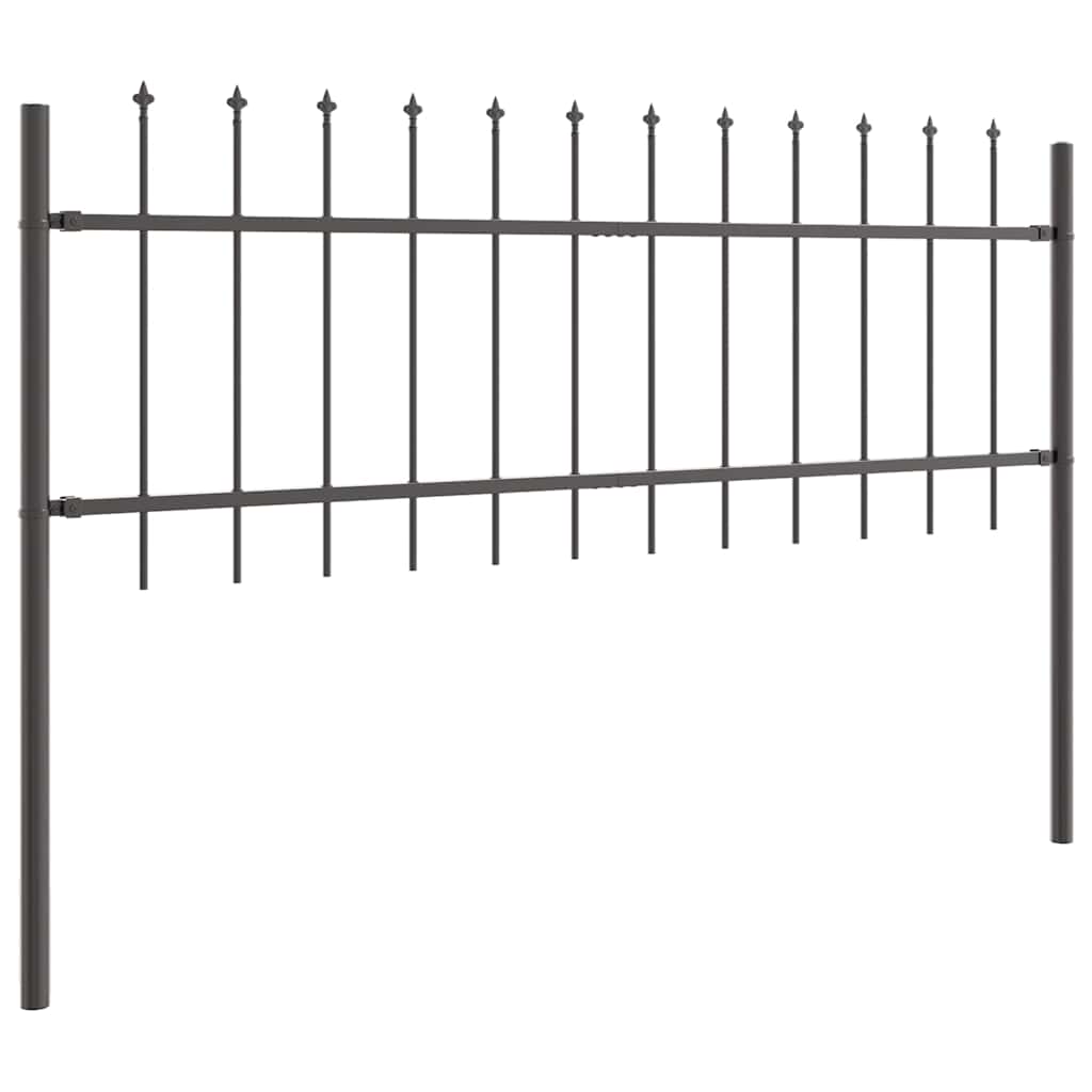 Gartenzaun Grau 6.8 x 0.6 m Pulverbeschichteter Stahl