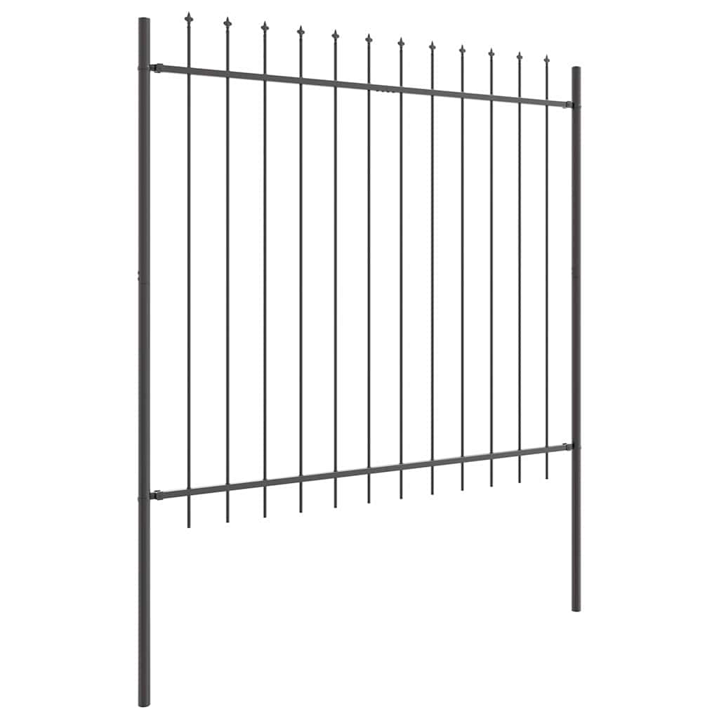 Gartenzaun Grau 6.8 x 1.5 m Pulverbeschichteter Stahl