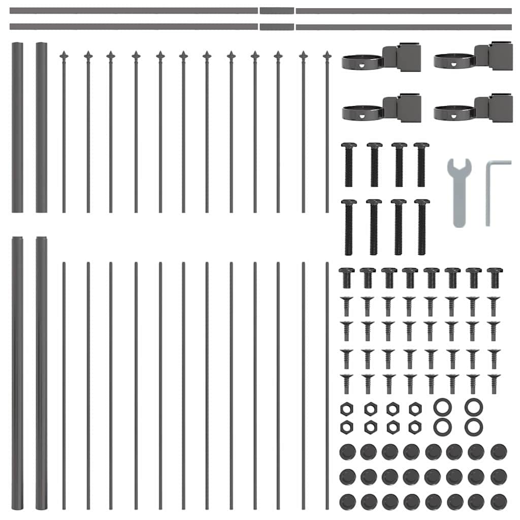 Gartenzaun Grau 6.8 x 1.5 m Pulverbeschichteter Stahl