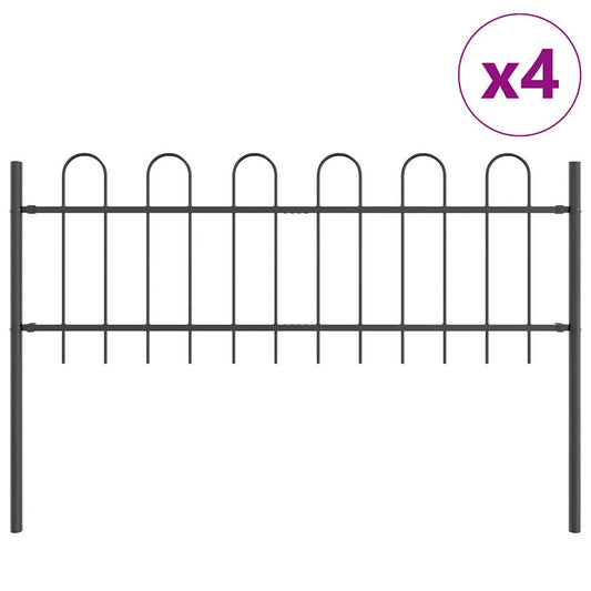 Gartenzaun Grau 6.8 x 0.6 m Pulverbeschichteter Stahl