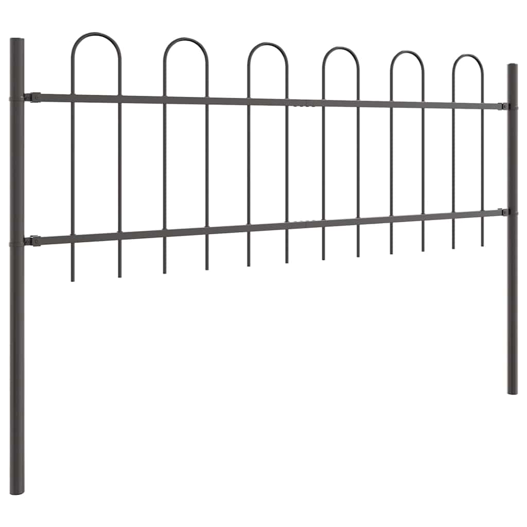 Gartenzaun Grau 6.8 x 0.6 m Pulverbeschichteter Stahl
