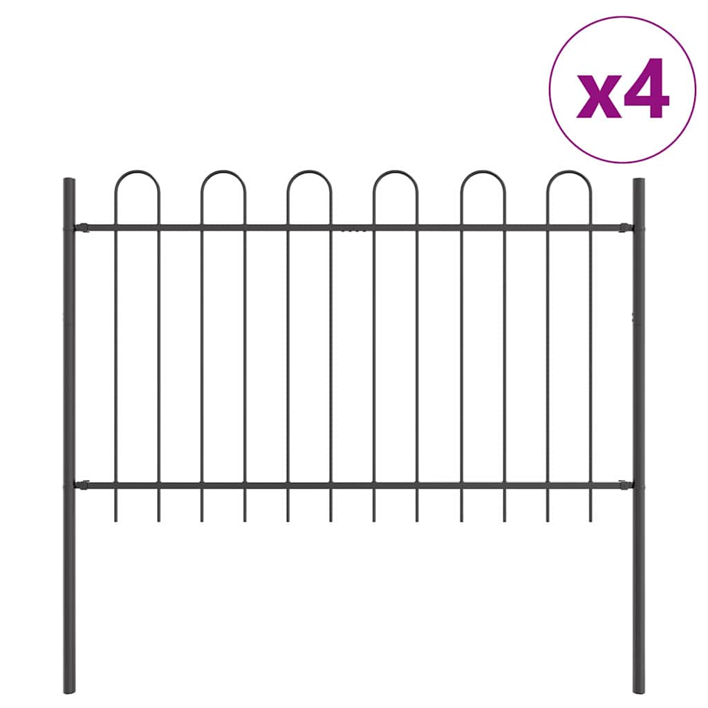 Gartenzaun Grau 6.8 x 0.8 m Pulverbeschichteter Stahl