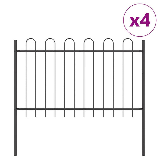 Gartenzaun Grau 6.8 x 0.8 m Pulverbeschichteter Stahl