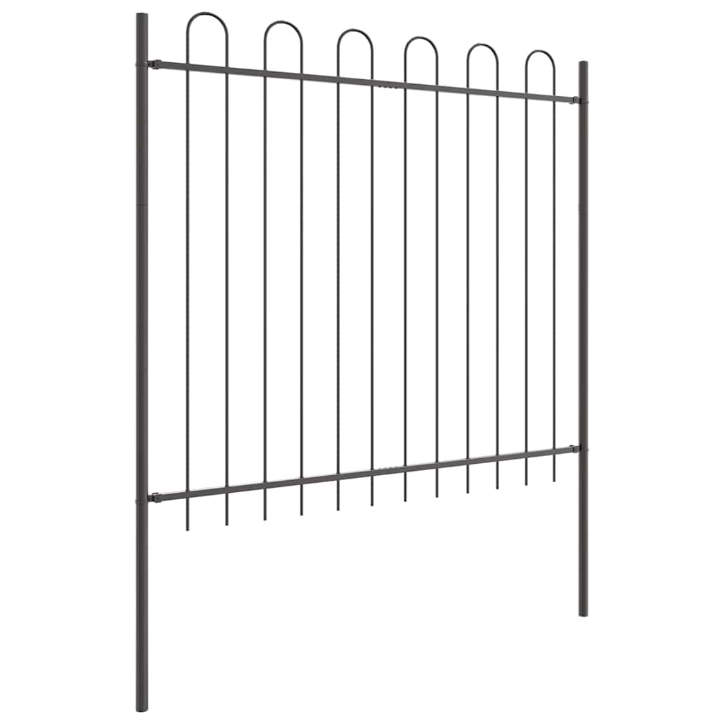 Gartenzaun Grau 6.8 x 1.5 m Pulverbeschichteter Stahl