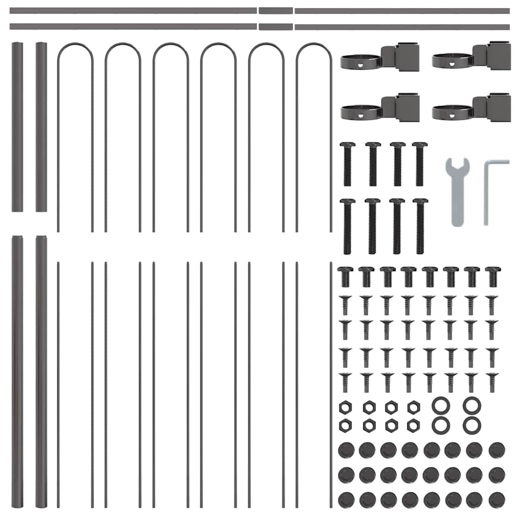 Gartenzaun Grau 6.8 x 1.5 m Pulverbeschichteter Stahl