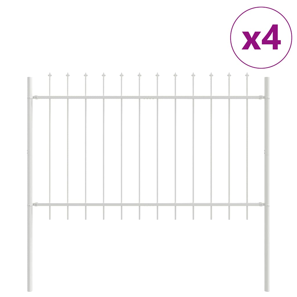 Gartenzaun Weiß 6.8 x 0.8 m Pulverbeschichteter Stahl