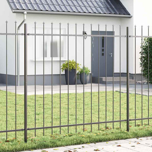 Gartenzaun Grau 8.5 x 1.5 m Pulverbeschichteter Stahl