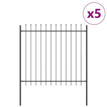Gartenzaun Grau 8.5 x 1.5 m Pulverbeschichteter Stahl