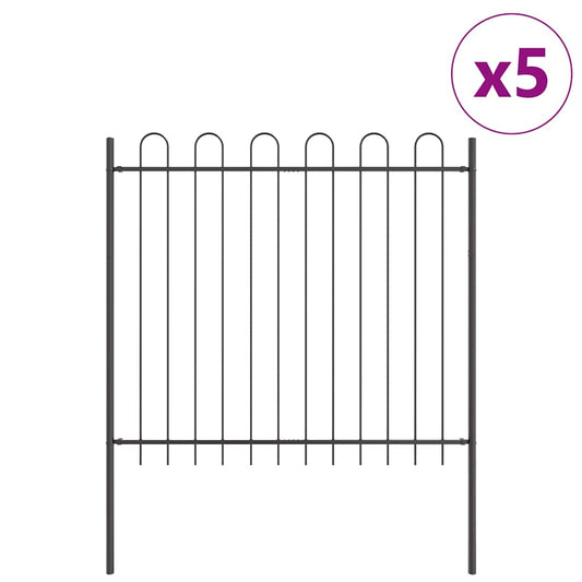 Gartenzaun Grau 8.5 x 1.5 m Pulverbeschichteter Stahl