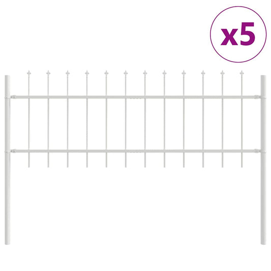 Gartenzaun Weiß 8.5 x 0.6 m Pulverbeschichteter Stahl