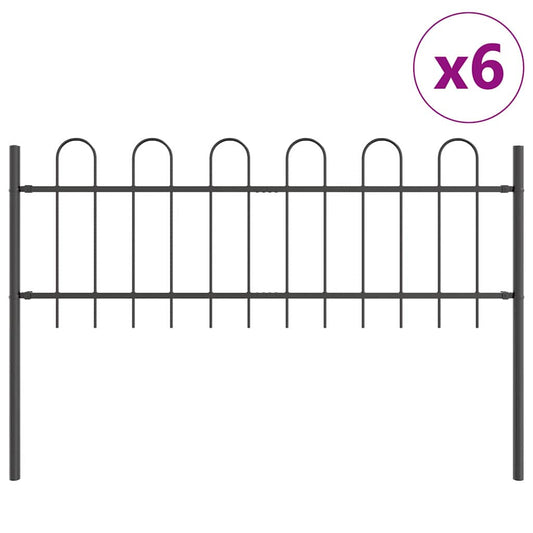 Gartenzaun Grau 10.2 x 0.6 m Pulverbeschichteter Stahl