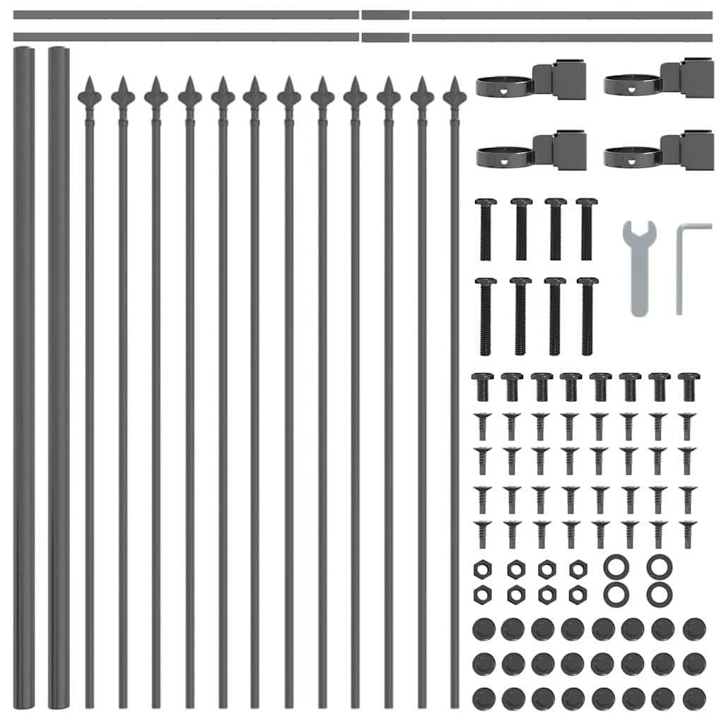 Gartenzaun Grau 11.9 x 0.6 m Pulverbeschichteter Stahl