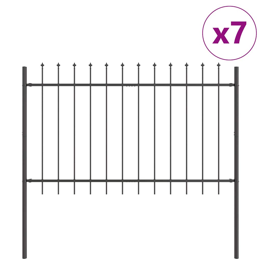 Gartenzaun Grau 11.9 x 1.2 m Pulverbeschichteter Stahl