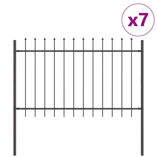 Gartenzaun Grau 11.9 x 1.2 m Pulverbeschichteter Stahl