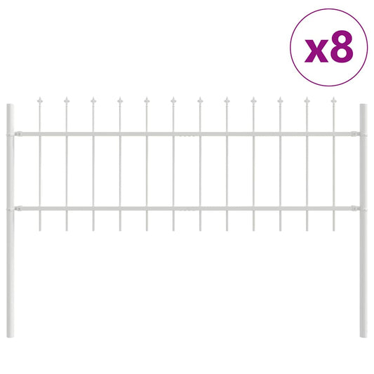 Gartenzaun Weiß 13.6 x 0.6 m Pulverbeschichteter Stahl