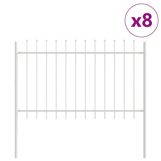 Gartenzaun Weiß 13.6 x 1.2 m Pulverbeschichteter Stahl