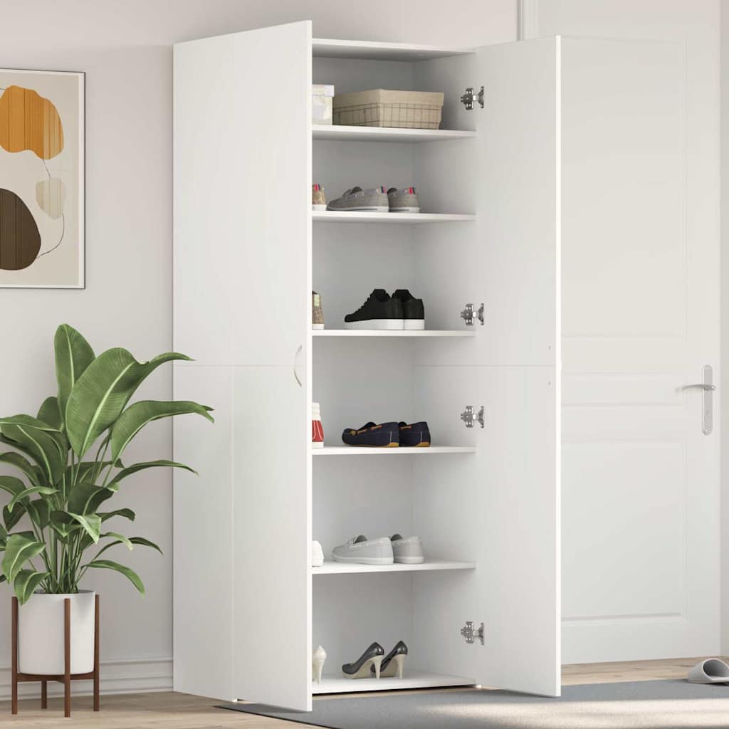 Schuhschrank mit Regal Weiß 80 x 35,5 x 180 cm Holzwerkstoff