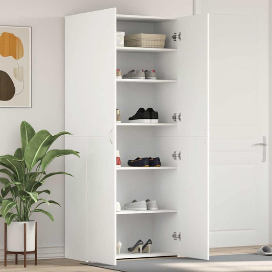 Schuhschrank mit Regal Weiß 80 x 35,5 x 180 cm Holzwerkstoff