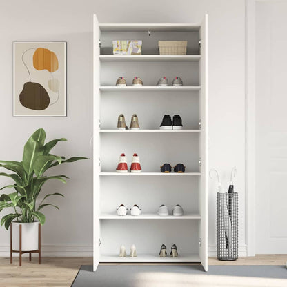 Schuhschrank mit Regal Weiß 80 x 35,5 x 180 cm Holzwerkstoff