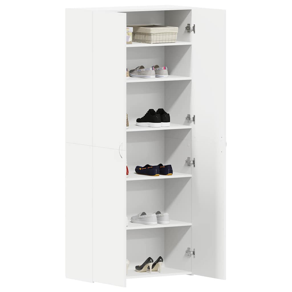Schuhschrank mit Regal Weiß 80 x 35,5 x 180 cm Holzwerkstoff