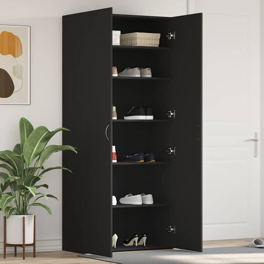 Schuhschrank mit Regal Schwarz 80 x 35,5 x 180 cm Holzwerkstoff
