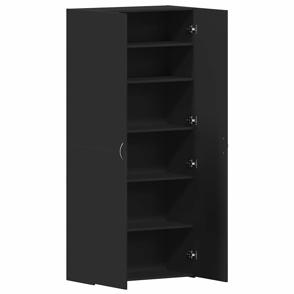 Schuhschrank mit Regal Schwarz 80 x 35,5 x 180 cm Holzwerkstoff