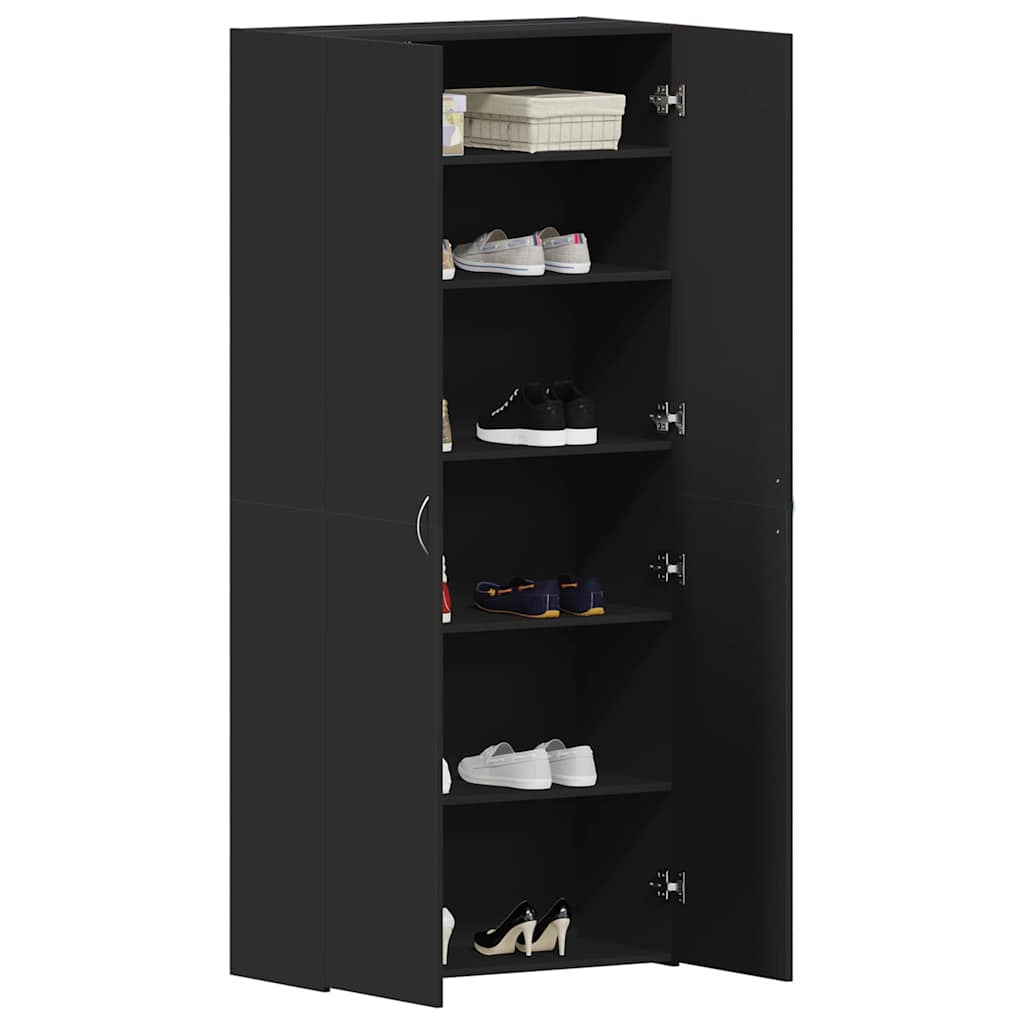 Schuhschrank mit Regal Schwarz 80 x 35,5 x 180 cm Holzwerkstoff