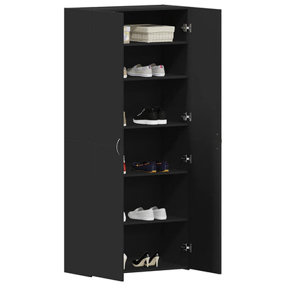 Schuhschrank mit Regal Schwarz 80 x 35,5 x 180 cm Holzwerkstoff