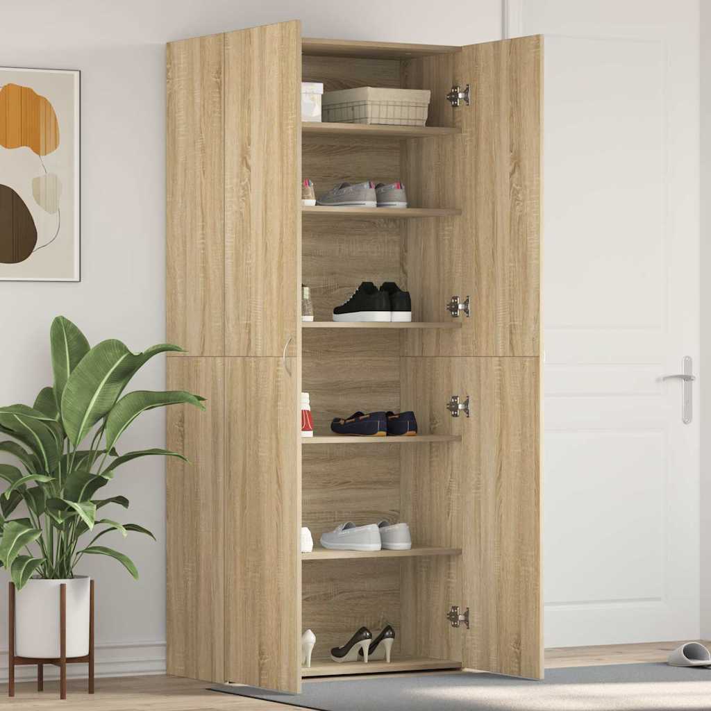 Schuhschrank mit Regal Braun 80 x 35,5 x 180 cm Holzwerkstoff