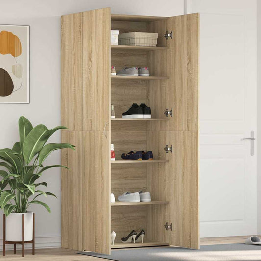Schuhschrank mit Regal Braun 80 x 35,5 x 180 cm Holzwerkstoff