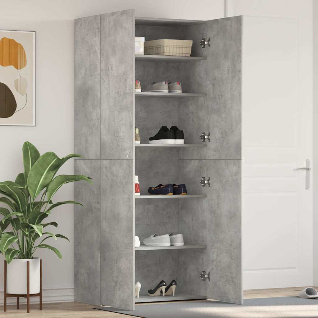 Schuhschrank mit Regal Grau 80 x 35,5 x 180 cm Holzwerkstoff
