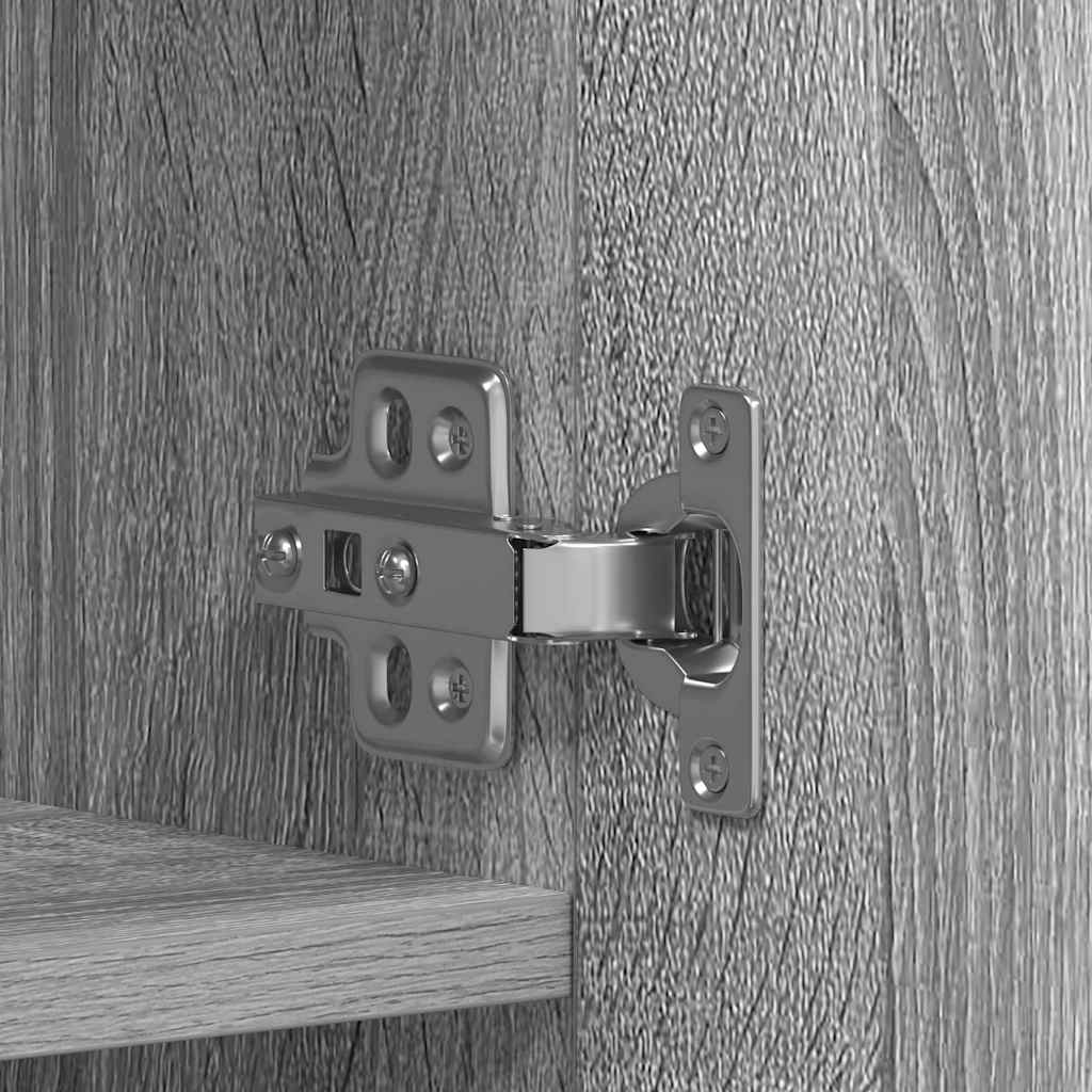 Schuhschrank mit Regal Grau 80 x 35,5 x 180 cm Holzwerkstoff