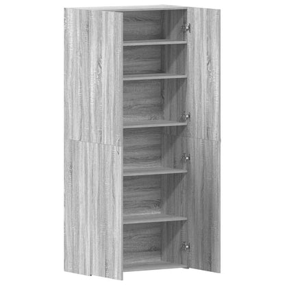Schuhschrank mit Regal Grau 80 x 35,5 x 180 cm Holzwerkstoff