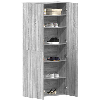 Schuhschrank mit Regal Grau 80 x 35,5 x 180 cm Holzwerkstoff