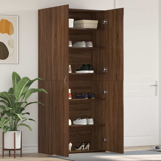 Schuhschrank mit Regal Braun 80 x 35,5 x 180 cm Holzwerkstoff