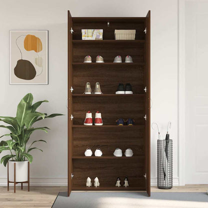 Schuhschrank mit Regal Braun 80 x 35,5 x 180 cm Holzwerkstoff