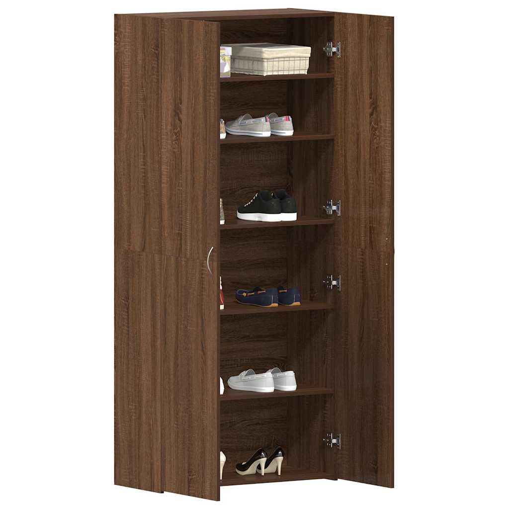 Schuhschrank mit Regal Braun 80 x 35,5 x 180 cm Holzwerkstoff