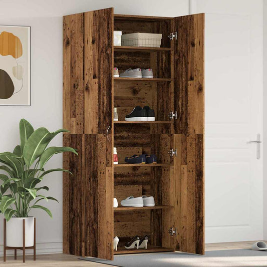 Schuhschrank mit Regal Braun 80 x 35,5 x 180 cm Holzwerkstoff