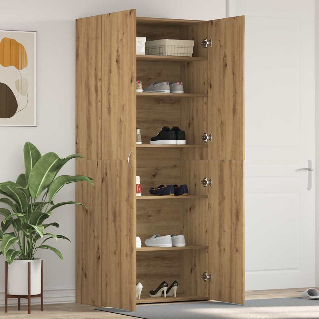 Schuhschrank mit Regal Braun 80 x 35,5 x 180 cm Holzwerkstoff