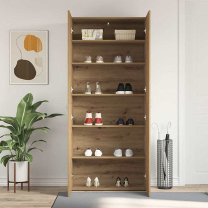 Schuhschrank mit Regal Braun 80 x 35,5 x 180 cm Holzwerkstoff