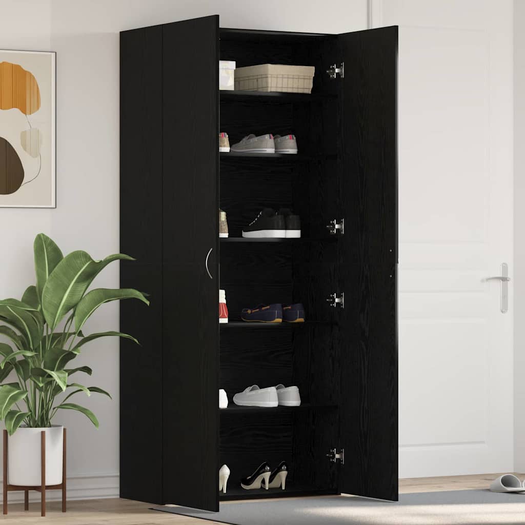 Schuhschrank mit Regal Schwarz 80 x 35,5 x 180 cm Holzwerkstoff