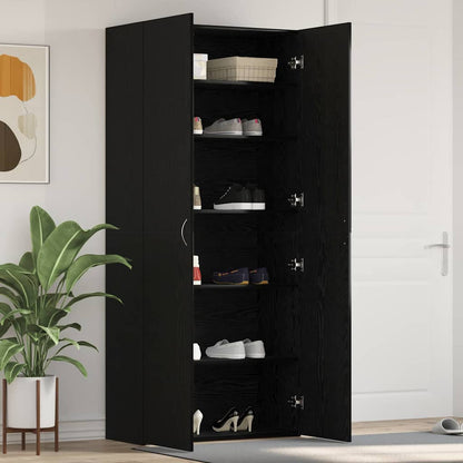 Schuhschrank mit Regal Schwarz 80 x 35,5 x 180 cm Holzwerkstoff