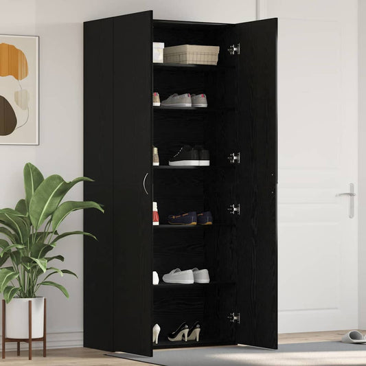 Schuhschrank mit Regal Schwarz 80 x 35,5 x 180 cm Holzwerkstoff