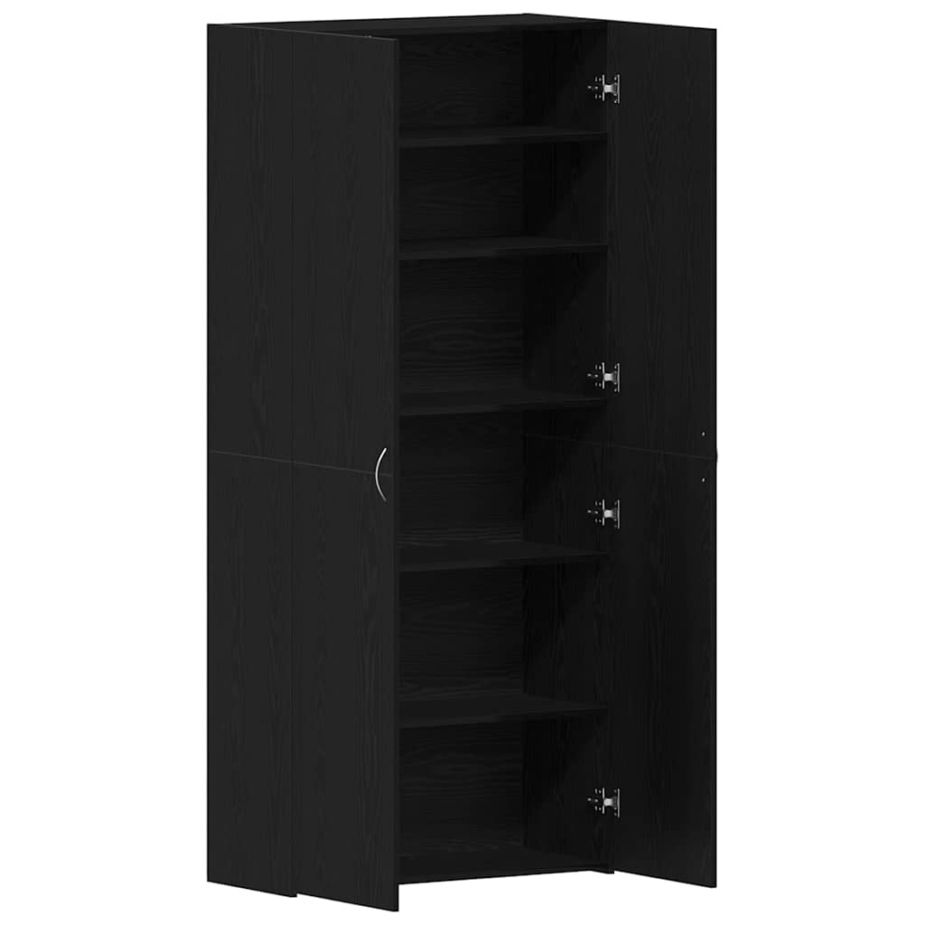 Schuhschrank mit Regal Schwarz 80 x 35,5 x 180 cm Holzwerkstoff