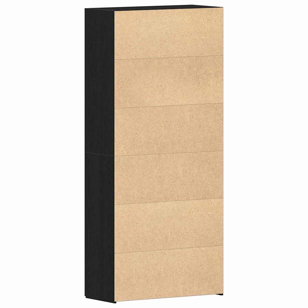 Schuhschrank mit Regal Schwarz 80 x 35,5 x 180 cm Holzwerkstoff
