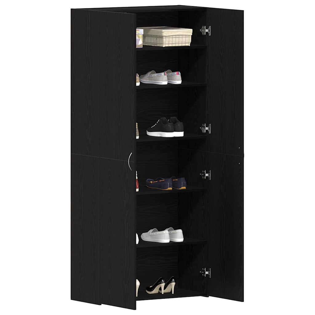 Schuhschrank mit Regal Schwarz 80 x 35,5 x 180 cm Holzwerkstoff