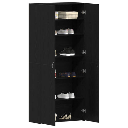 Schuhschrank mit Regal Schwarz 80 x 35,5 x 180 cm Holzwerkstoff