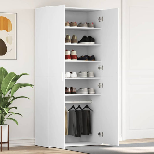Schuhschrank mit Tür Weiß 80 x 39 x 180 cm Holzwerkstoff