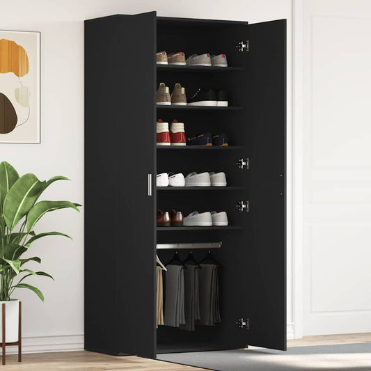 Schuhschrank mit Tür Schwarz 80 x 39 x 180 cm Holzwerkstoff